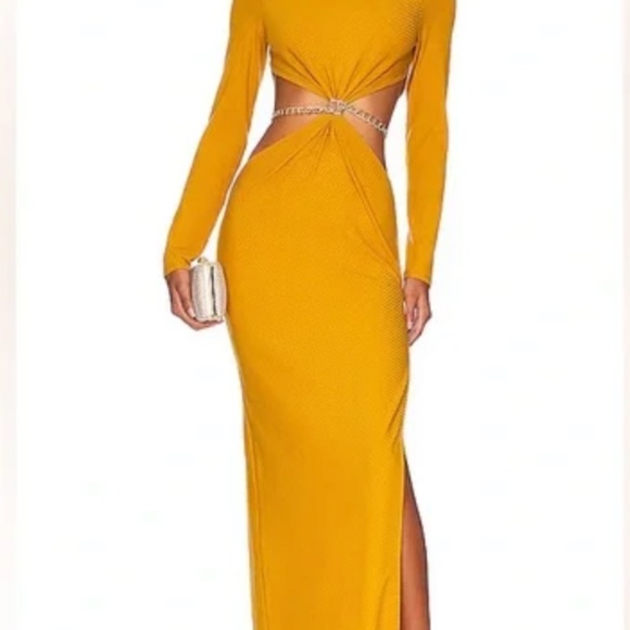 Bronx and Banco Dresses & Skirts - NWT Bronx and Banco Amara Linen-Blend Cutout Maxi Dress Mustard Yellow Size XS